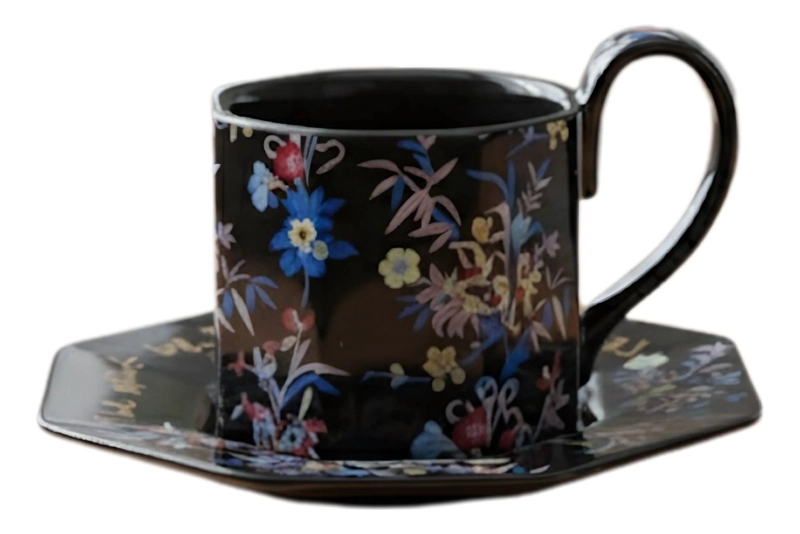 TAZA DECORATIVA ELEGANTE PLATILLO FLORAL HOGAR JHN - 3