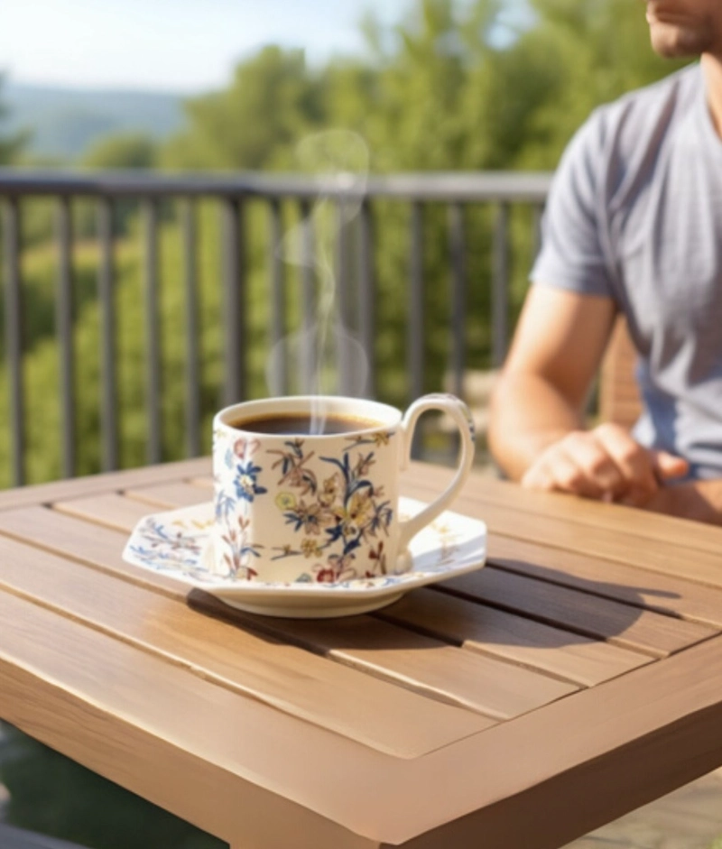 TAZA ELEGANTE PLATILLO FLORAL DECORATIVA HOGAR JHN - 6