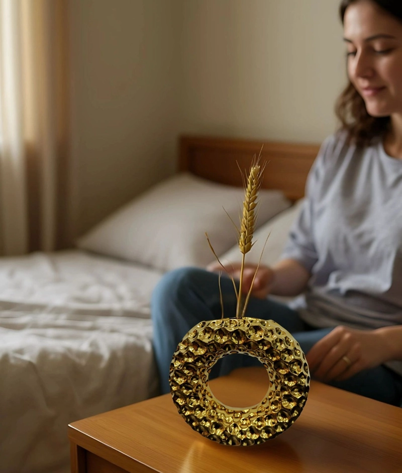 FLORERO DECORATIVO FORMA CIRCULAR MODERNO HOGAR JHN - 5