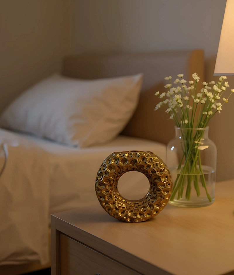 FLORERO DECORATIVO FORMA CIRCULAR MODERNO HOGAR JHN - 9