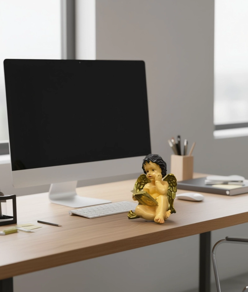 FIGURA DECORATIVO ESTATUA ANGEL SENTADO ADORNO HOGAR JHN - 6