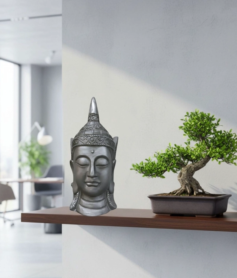 FIGURA DECORATIVA CABEZA BUDA ESTATUA ADORNO HOGAR JHN - 8