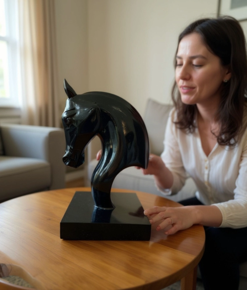FIGURA DECORATIVA ESTATUA CABEZA CABALLO ADORNO JHN - 2