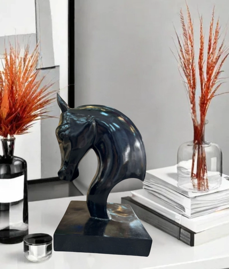 FIGURA DECORATIVA ESTATUA CABEZA CABALLO ADORNO JHN - 9