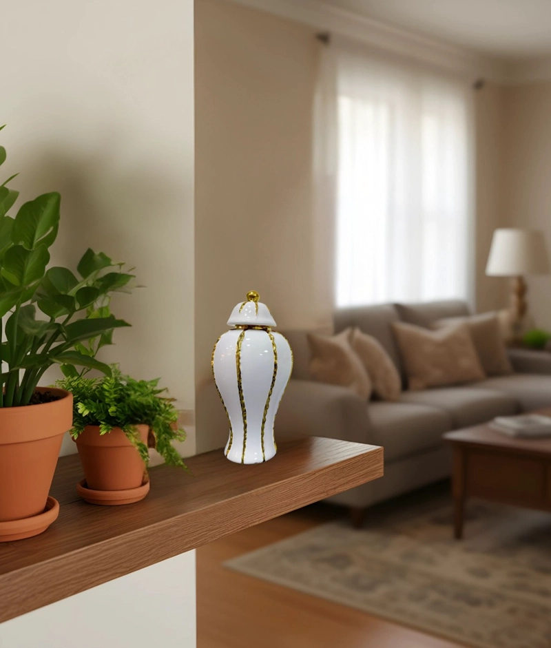 POTICHE JARRON DECORATIVO ELEGANTE RECIPIENTE TAPA JHN - 7