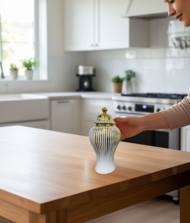 POTICHE JARRON ELEGANTE RECIPIENTE DECORATIVO TAPA JHN - 3