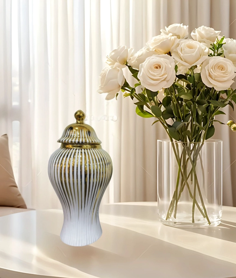 POTICHE JARRON ELEGANTE RECIPIENTE DECORATIVO TAPA JHN - 7