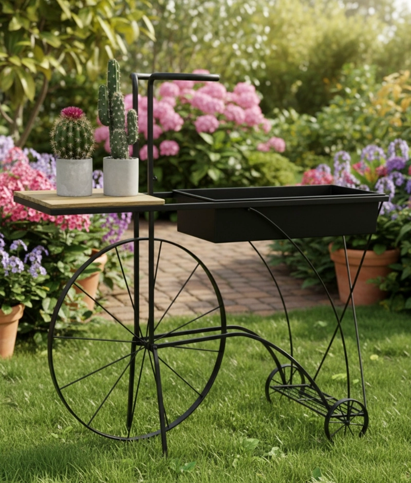 PORTA MACETAS DISEÑO BICICLETA ADORNO JARDINERIA SOPORTE JHN - 2
