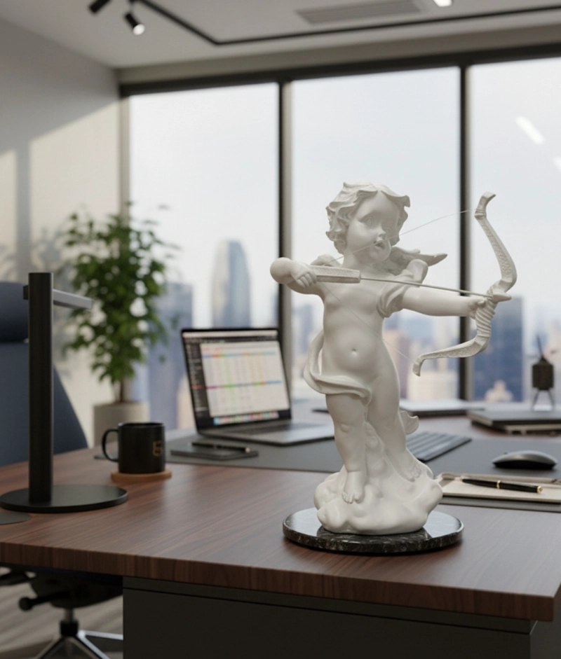 ESTATUA DECORATIVA ANGEL CUPIDO ESCULTURA ADORNO HOGAR JHN - 2