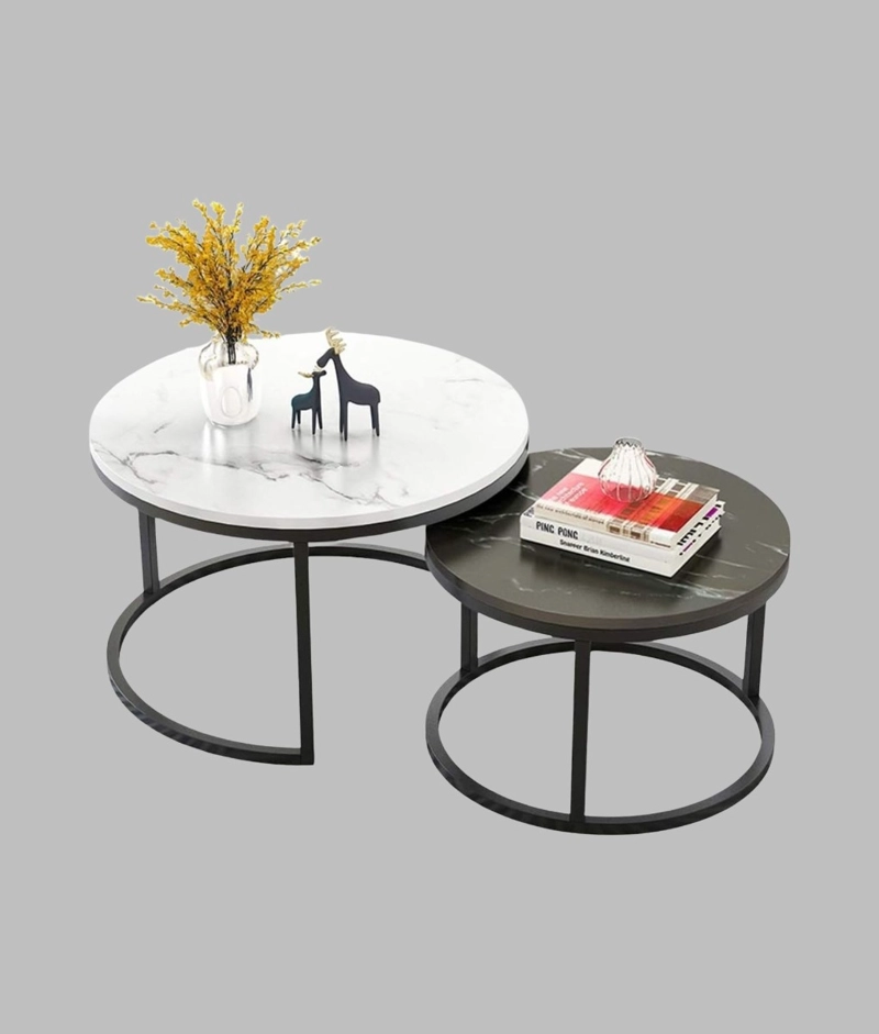 SET 2 MESA CENTRO DECORATIVA AUXILIAR HOGAR COMBINADA JHN - 3