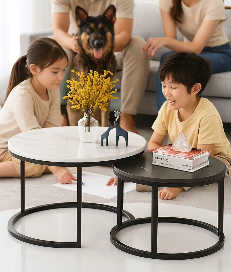 SET 2 MESA CENTRO DECORATIVA AUXILIAR HOGAR COMBINADA JHN - 6