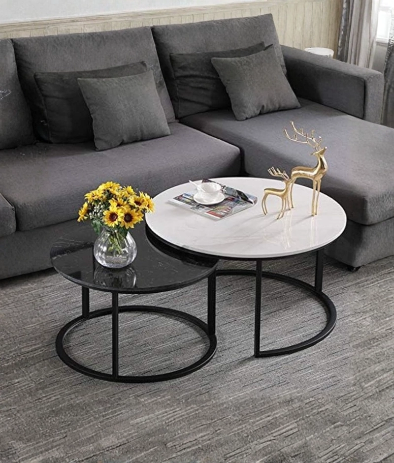 SET 2 MESA CENTRO DECORATIVA AUXILIAR HOGAR COMBINADA JHN - 7