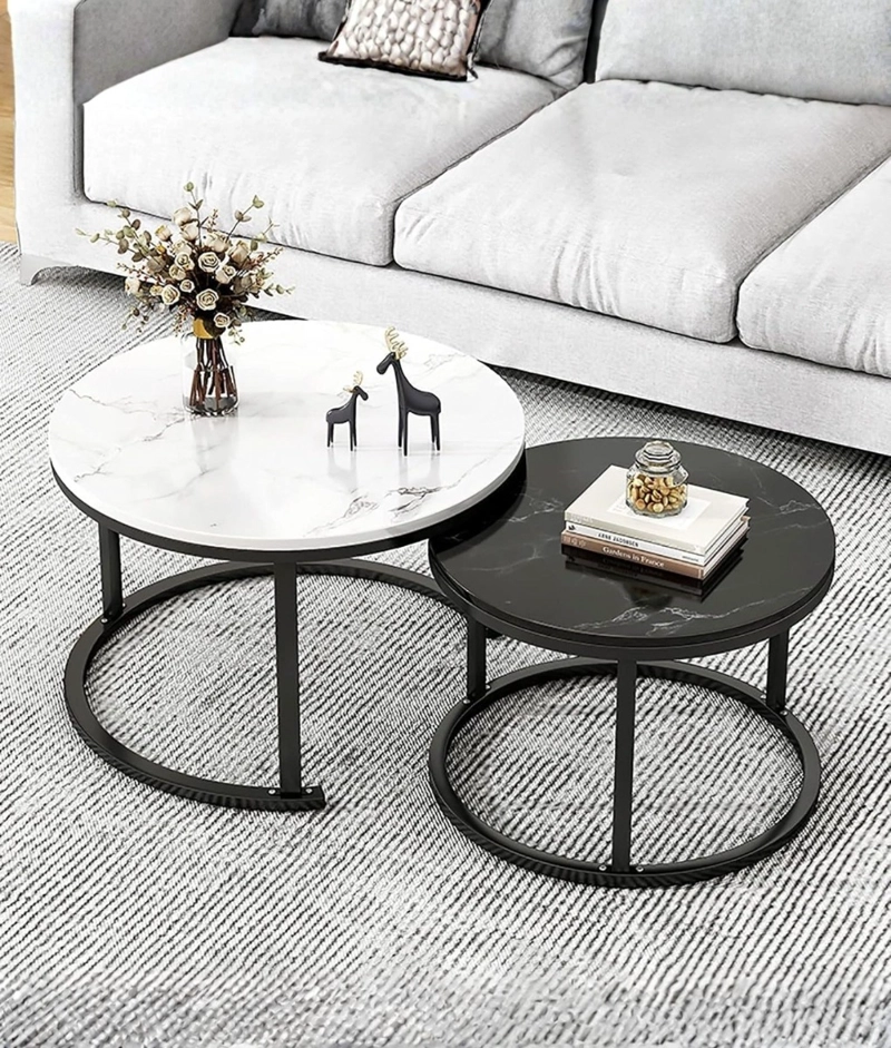 SET 2 MESA CENTRO DECORATIVA AUXILIAR HOGAR COMBINADA JHN - 8