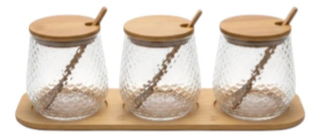 SET 3 FRASCOS TEXTURIZADO CONTENEDOR MODERNO MESA JHN - 1