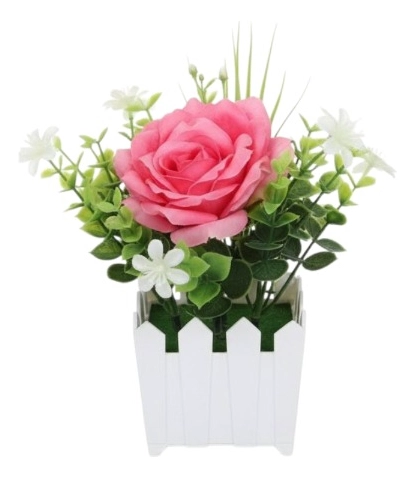 SET 2 FLOR ARTIFICIAL ROSA VALLA ENCANTO COMPACTO ADORNO JHN - 1