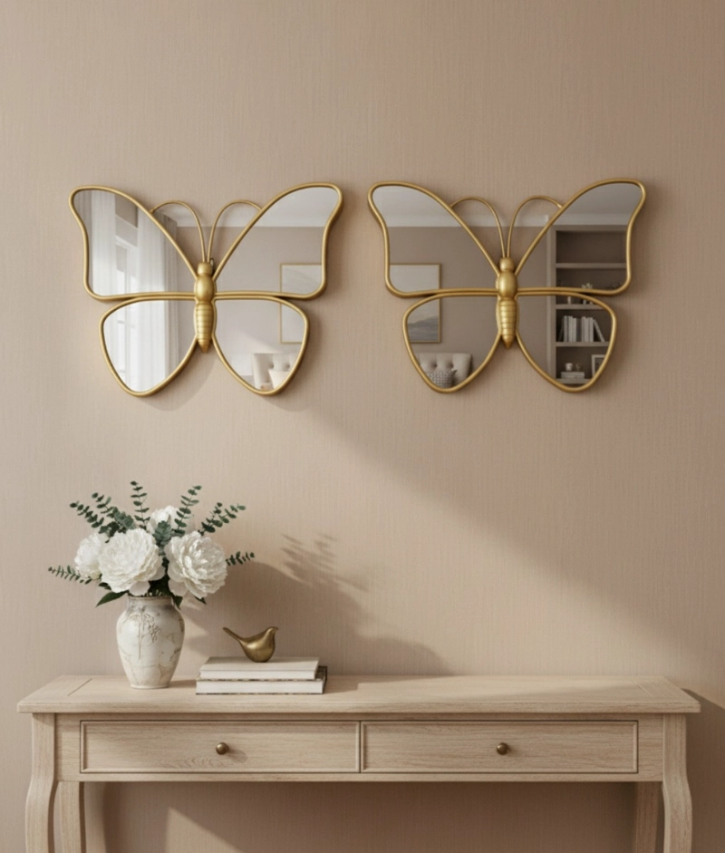 ESPEJO DECORATIVO FORMA MARIPOSA ADORNO PARED HOGAR JHN - 10