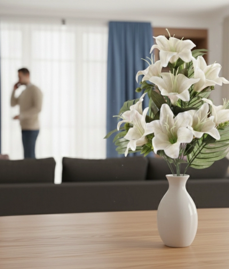 SET 2 FLORES ARTIFICIALES RAMO LIRIOS DECORACION ADORNO JHN - 6