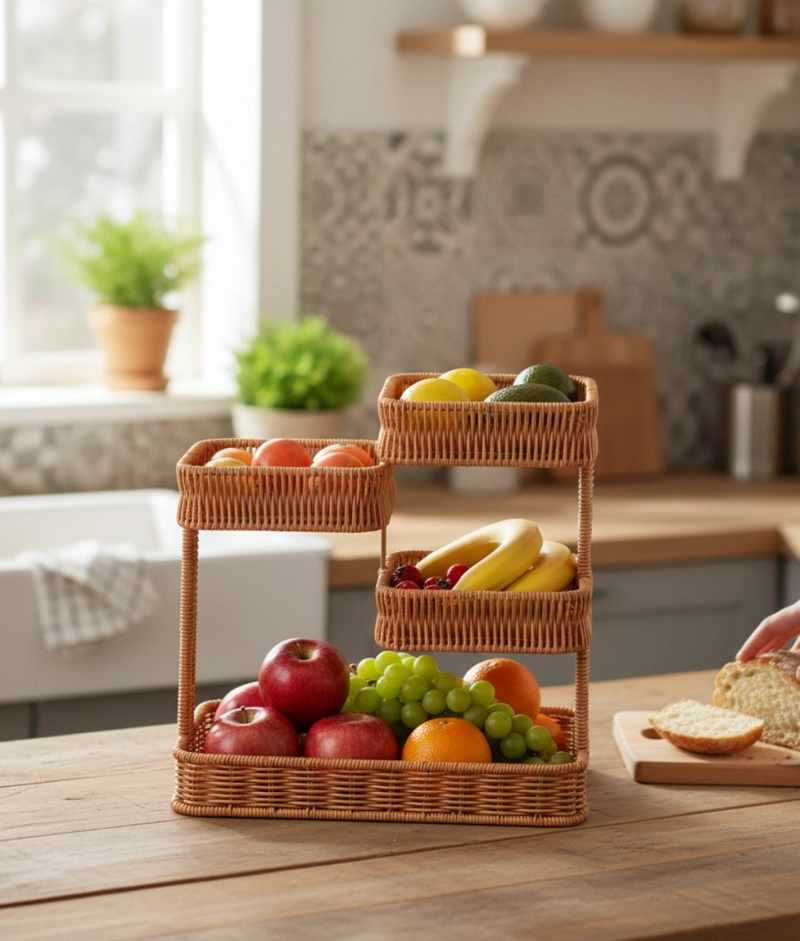 CANASTO DECORATIVO ORGANIZADOR MULTINIVEL ARTESANAL JHN - 10