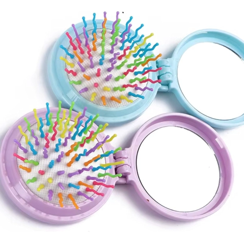 SET 7 CEPILLOS ARCOIRIS INFANTIL  PLEGABLE CON ESPEJOS LAU - 5