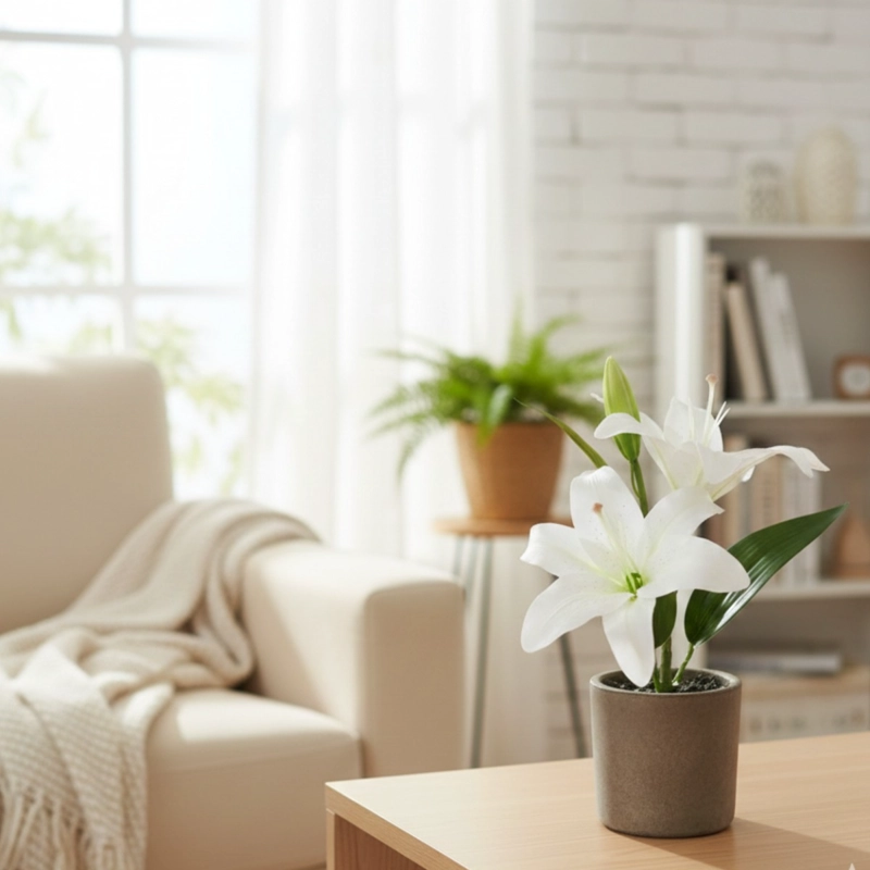 SET 2 PLANTA ARTIFICIAL DECORATIVA LIRIOS ADORNO HOGAR JHN - 9