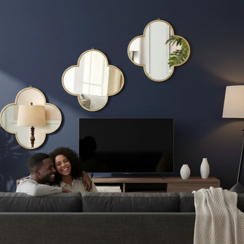 SET 3 ESPEJO DECORATIVO PARED ELEGANCIA CLASICA ADORNO JHN - 5
