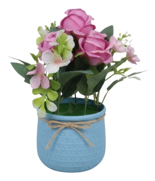 SET 2 PLANTA DECORATIVA ARTIFICIAL ROSAS ELEGANCIA HOGAR JHN - 1