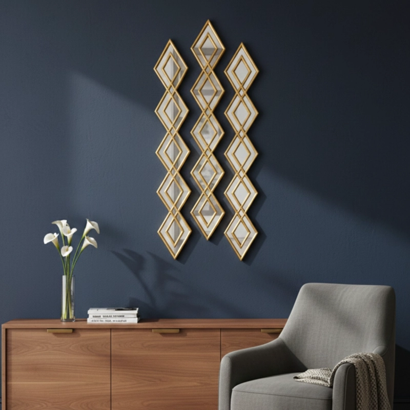 SET 3 ESPEJO PARED DECORATIVO PANEL ARTISTICO DIAMANTE JHN - 10