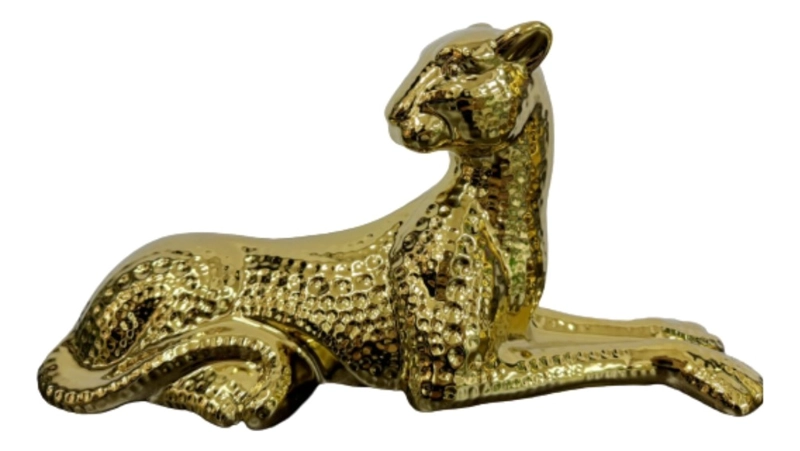 ESTATUA LEOPARDO FIGURA ESTILIZADA DECORATIVA ADORNO JHN - 1