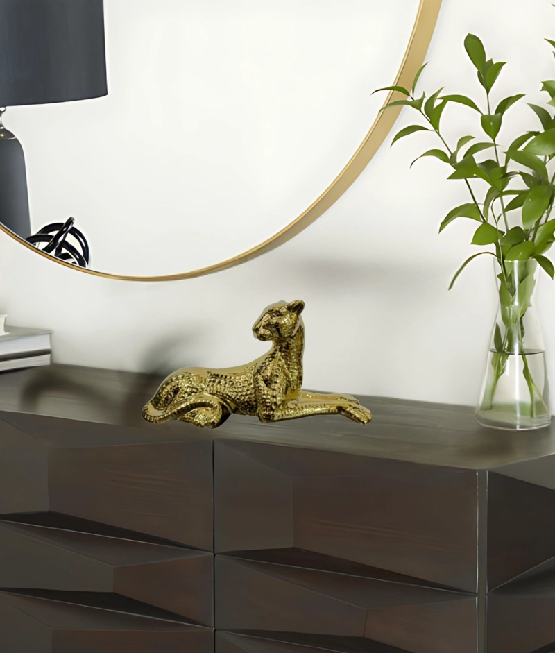 ESTATUA LEOPARDO FIGURA ESTILIZADA DECORATIVA ADORNO JHN - 8