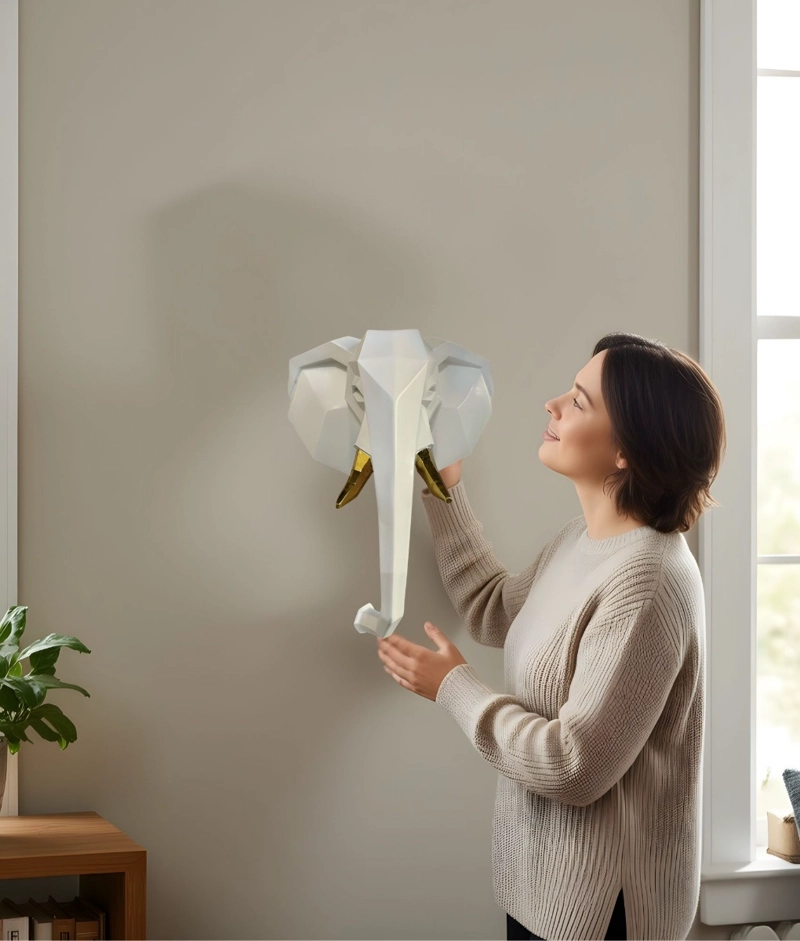 ESTATUA DECORATIVA FIGURA CABEZA ELEFANTE ADORNO PARED JHN - 4