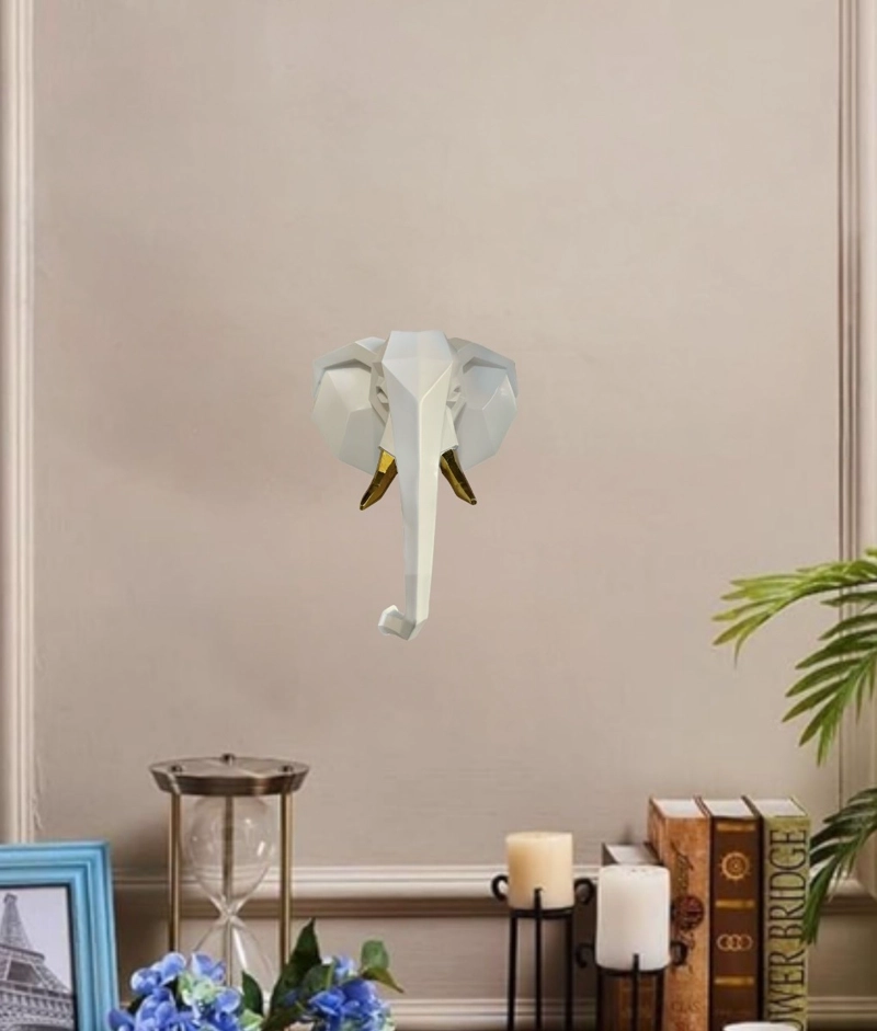 ESTATUA DECORATIVA FIGURA CABEZA ELEFANTE ADORNO PARED JHN - 6