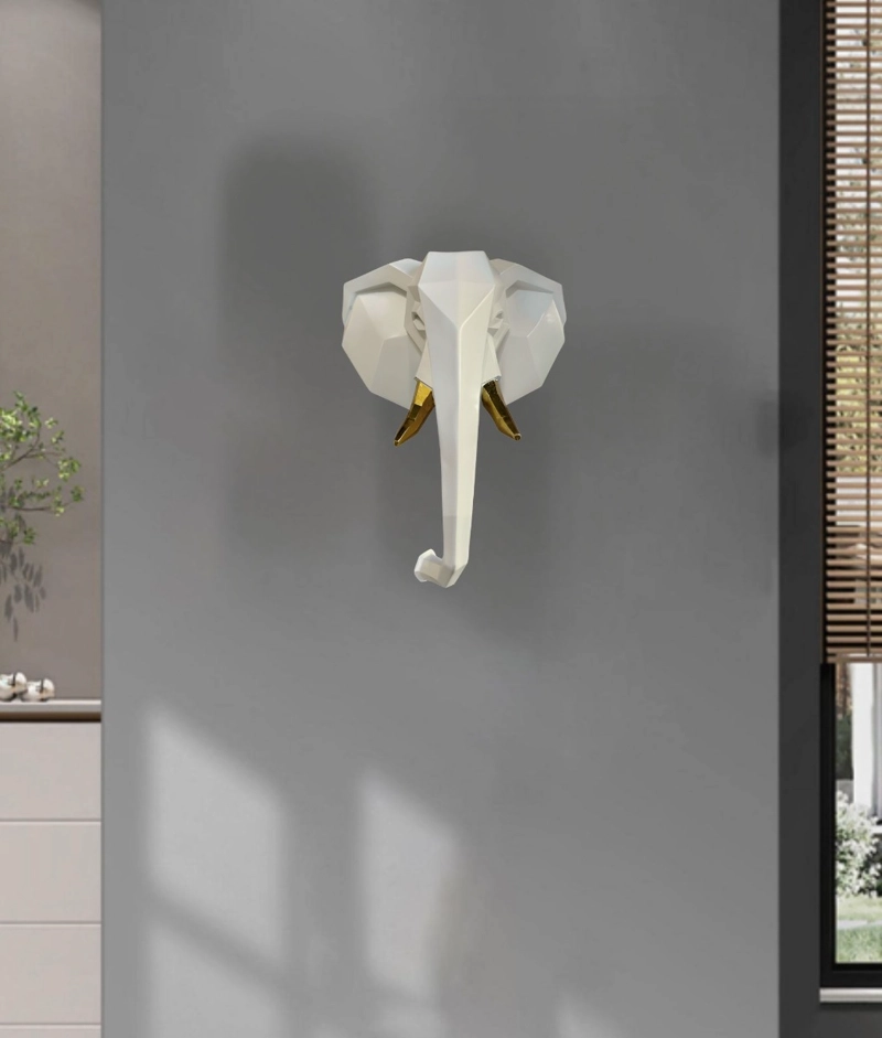 ESTATUA DECORATIVA FIGURA CABEZA ELEFANTE ADORNO PARED JHN - 8