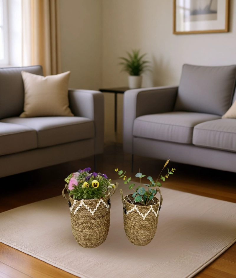SET 2 CANASTO DECORATIVO MODERNO CESTO ALMACENAMIENTO JHN - 8