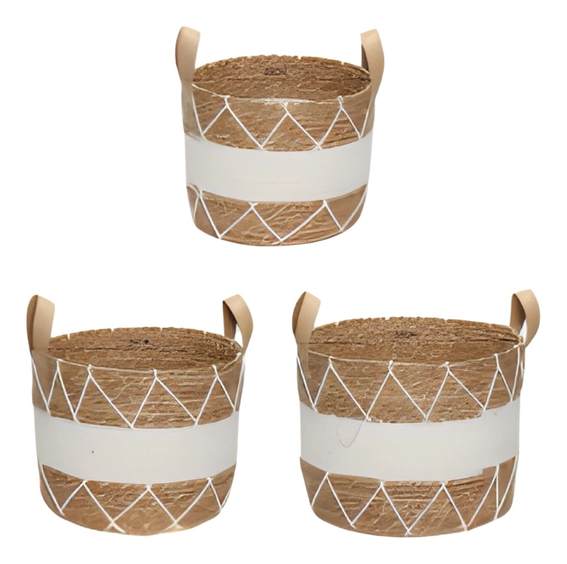 SET 3 CANASTO DECORATIVO CESTO ALMACENAMIENTO MODERNO JHN - 3