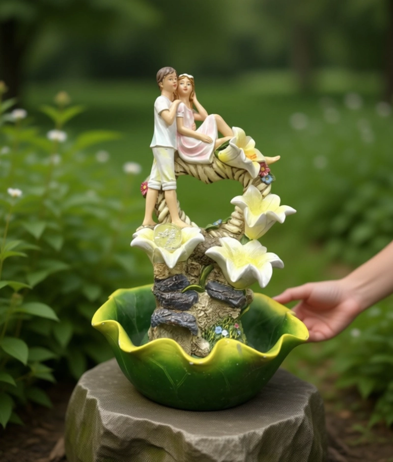 FUENTE AGUA DECORATIVA PAREJA ROMANTICA ADORNO MESA JHN - 6