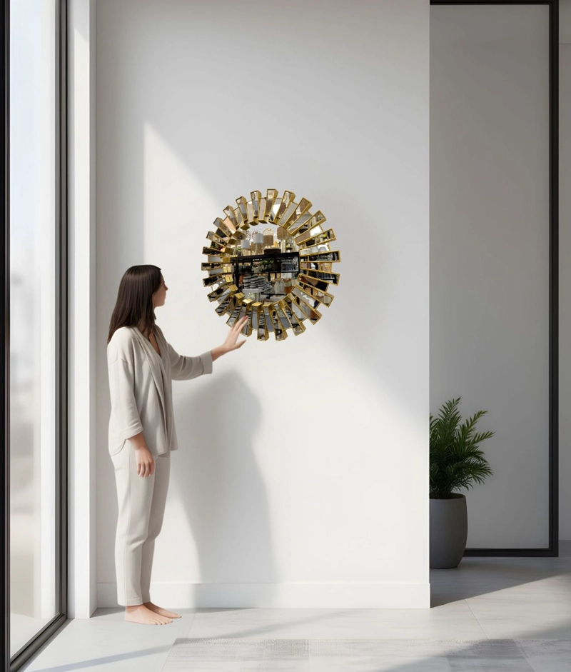 ESPEJO PARED DECORATIVO DISEÑO SOL RESPLANDECIENTE JHN - 2