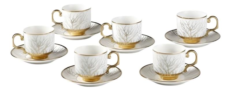 JUEGO VAJILLA TAZAS PLATILLOS GOURMET GRABADOS BOTANICOS JHN - 1