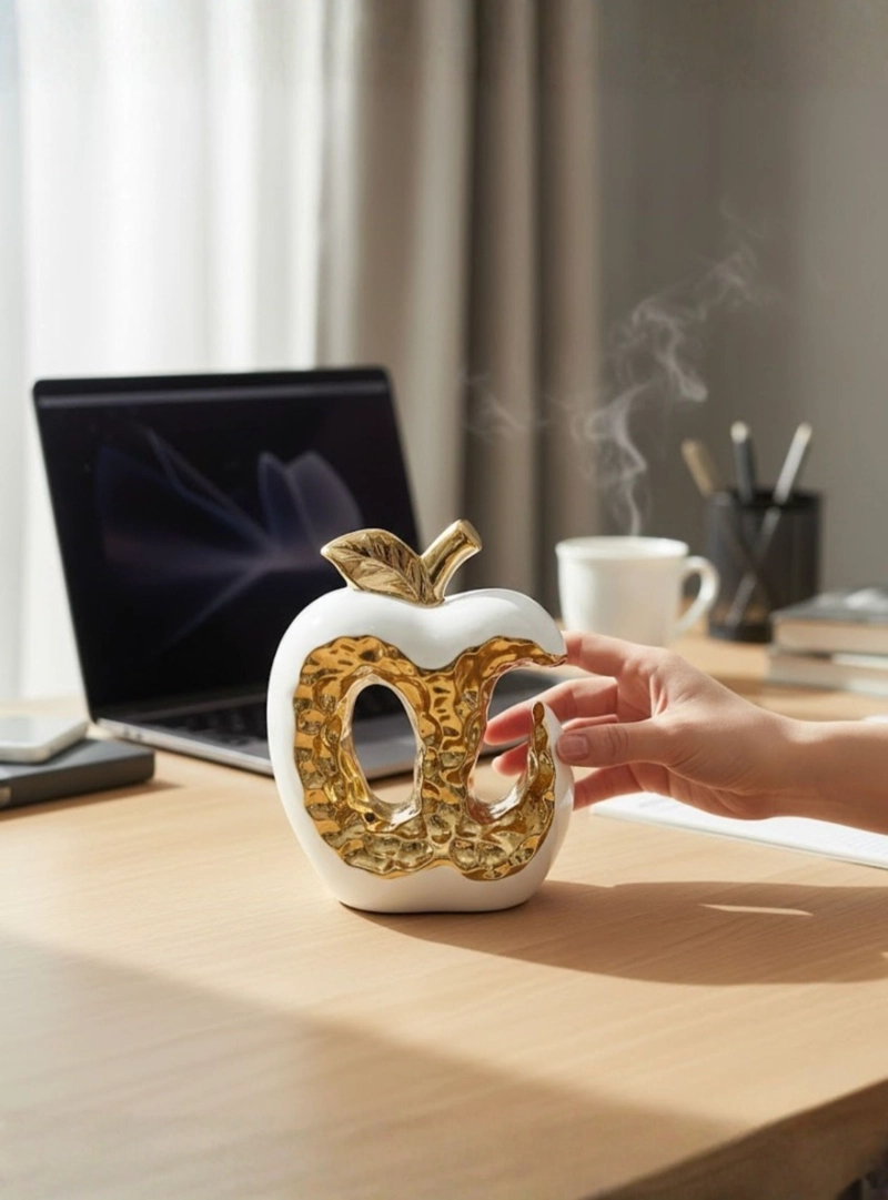 FIGURA DECORATIVA DISEÑO MANZANA ESTATUA ADORNO JHN - 4