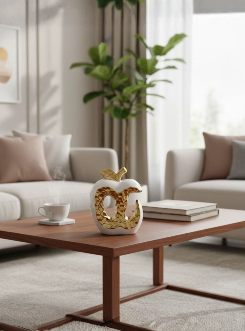 FIGURA DECORATIVA DISEÑO MANZANA ESTATUA ADORNO JHN - 10