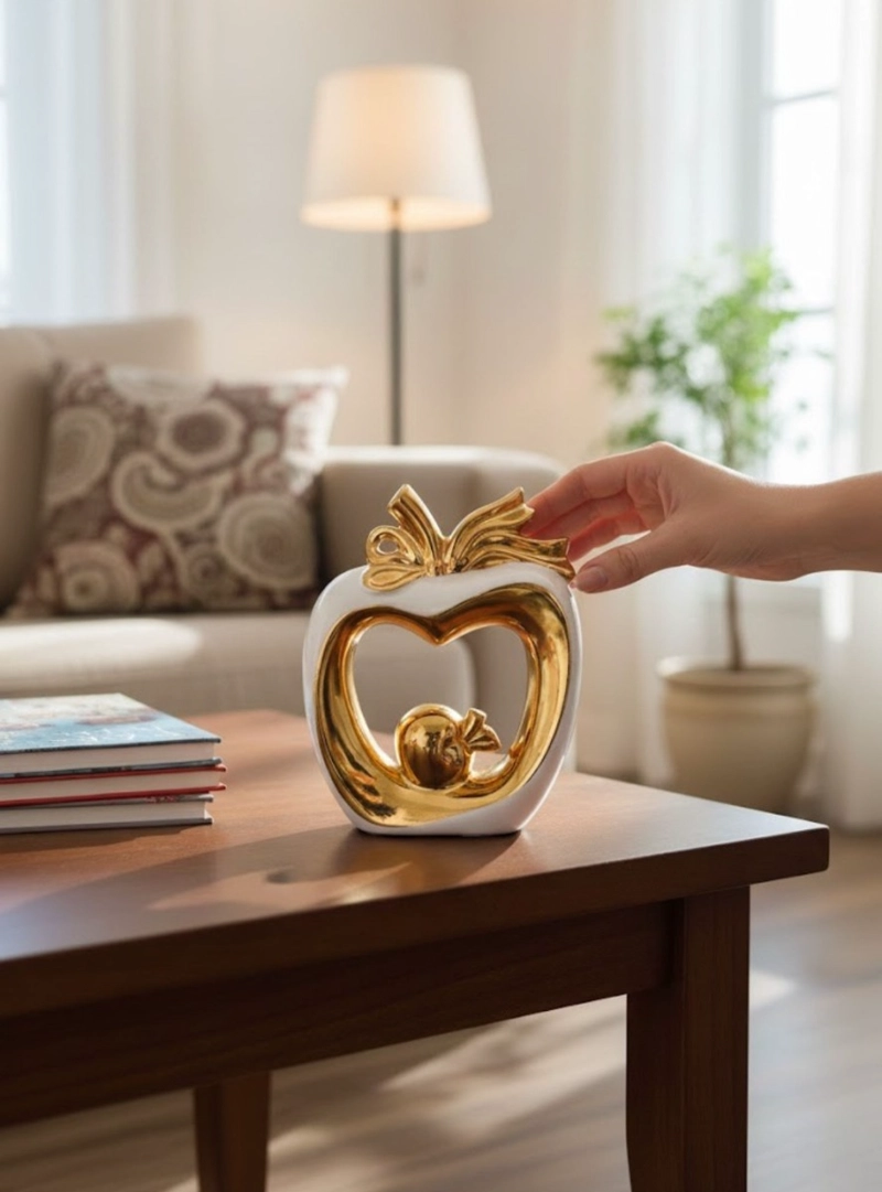FIGURA DECORATIVA MANZANA MINIMALISTA ADORNO ESTATUA JHN - 5