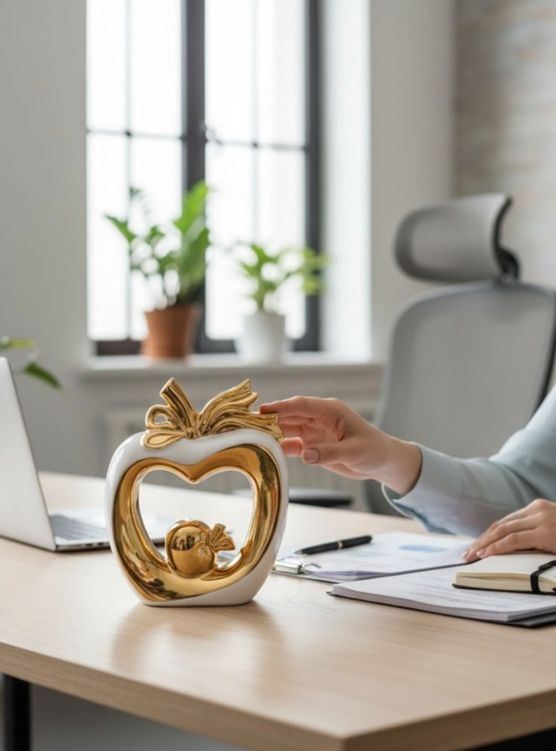 FIGURA DECORATIVA MANZANA MINIMALISTA ADORNO ESTATUA JHN - 6