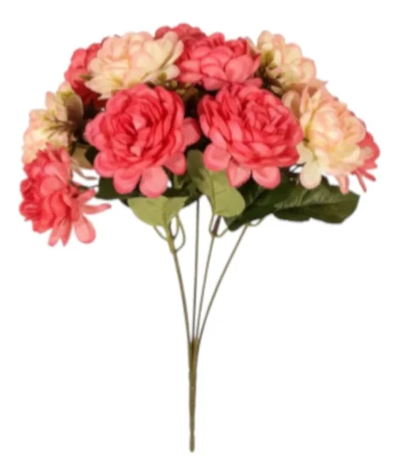 SET 5 FLORES DECORATIVAS ARTIFICIALES RAMO CLAVELES JHN - 1