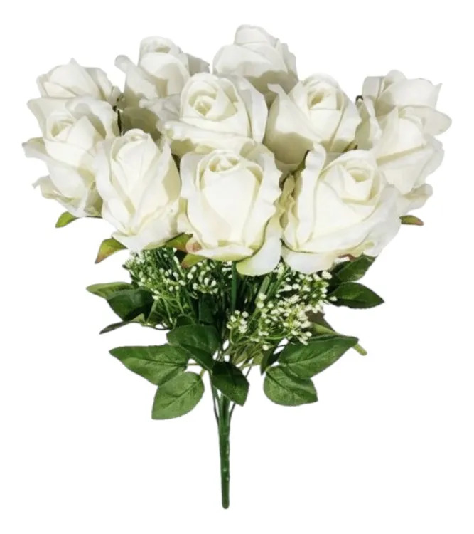 RAMO FLORAL ARTIFICIAL DECORATIVO ROSAS TIPO BOTON JHN - 3