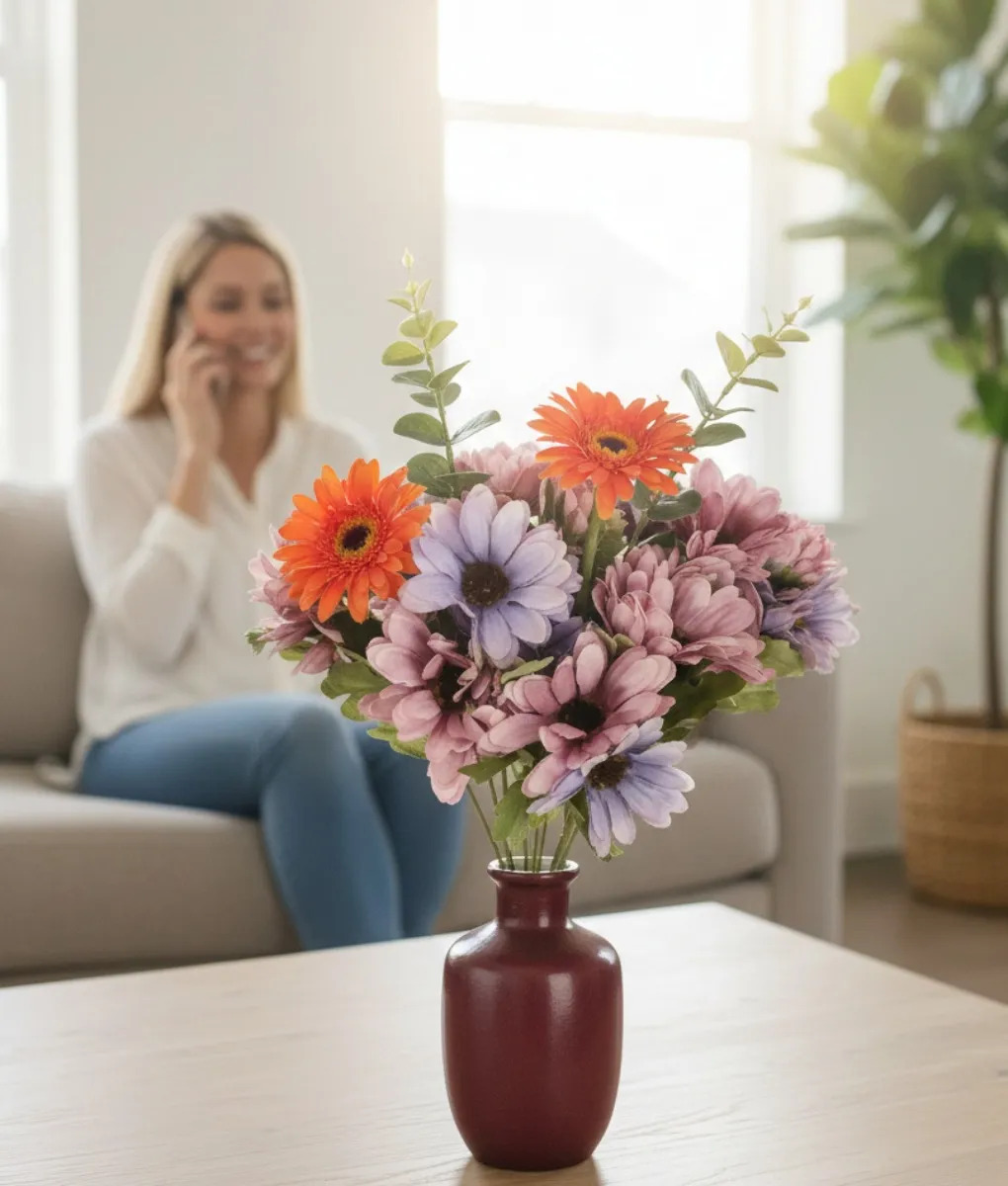 SET 2 FLORES ARTIFICIALES RAMO CAMPESTRE DECORATIVO JHN - 5