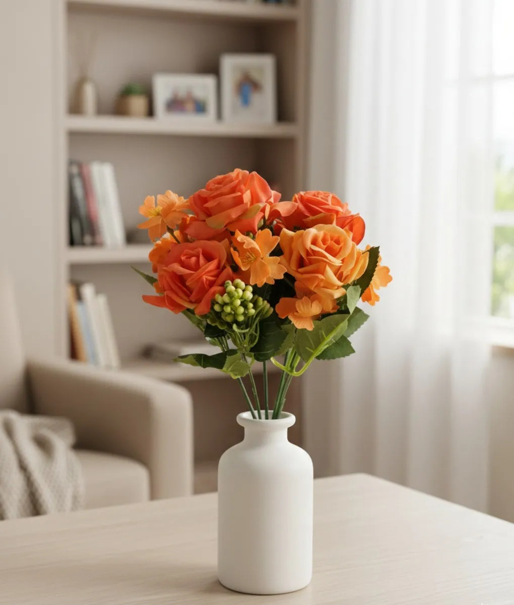SET 4 FLORES DECORATIVAS ARTIFICIALES RAMO FLORACION JHN - 10