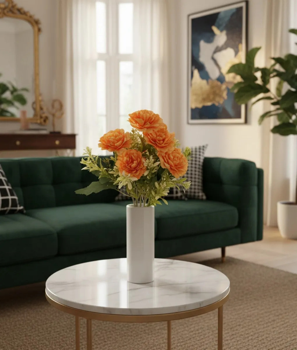 SET 4 FLORES ARTIFICIALES RAMO DECORATIVO PEONIA FOLLAJE JHN - 10
