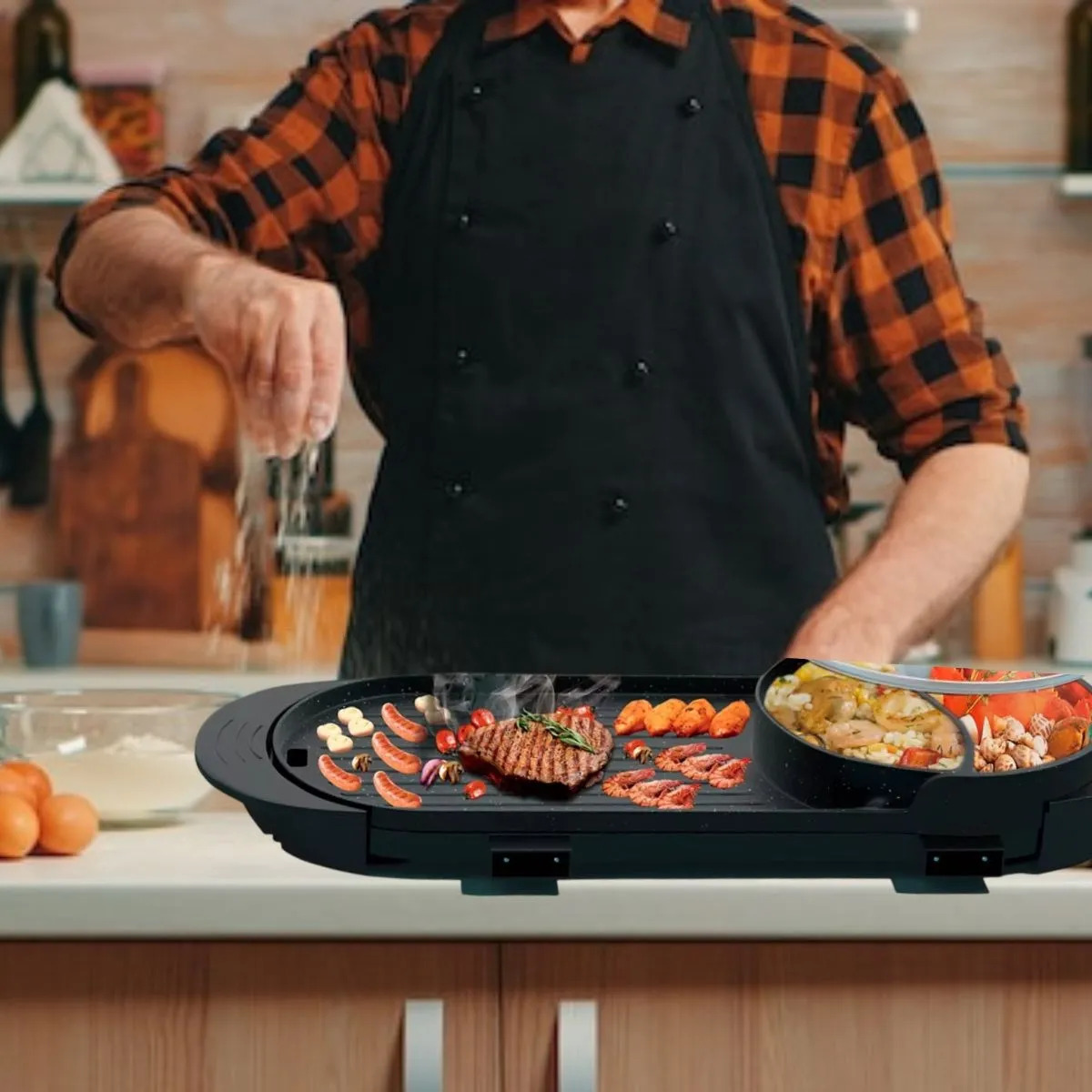 PARRILLERA 2EN1 DOBLE SARTEN ANTIAHERENTE COCINA LAU - 6