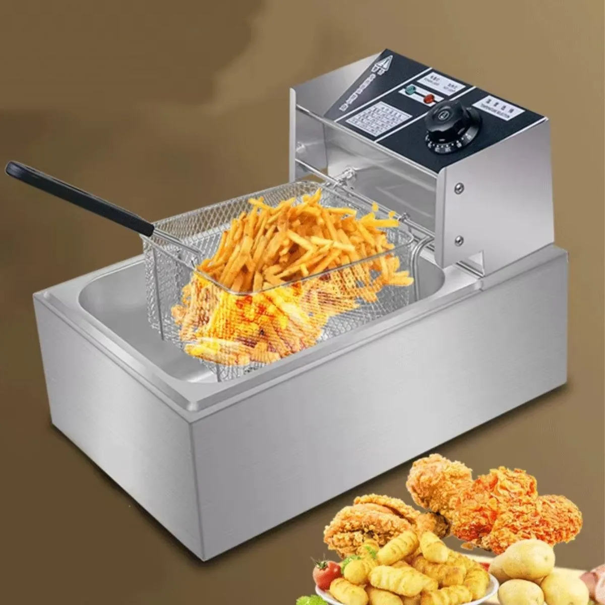FREIDORA DE ACEITE ACERO INOX 6.5L COCINA RESTAURANTE LAU - 8