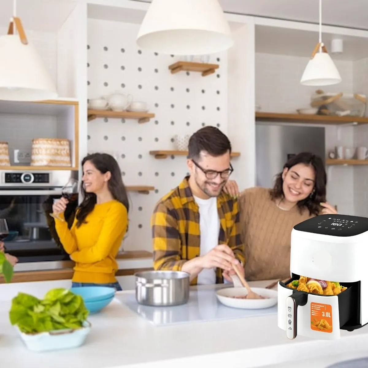 FREIDORA DE AIRE DE 3L COCINA PRACTICO MULTIFUNCIONAL LAU - 1