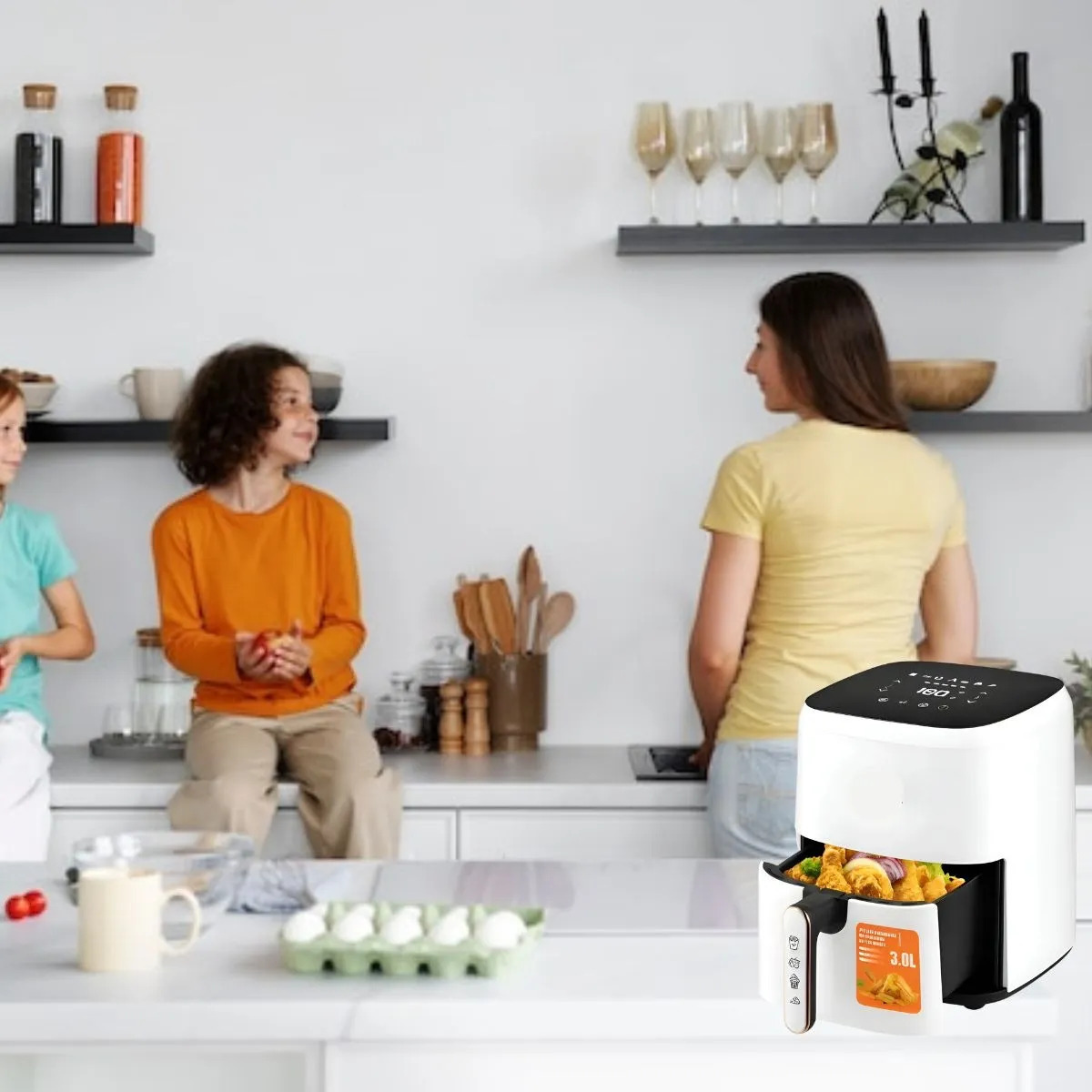 FREIDORA DE AIRE DE 3L COCINA PRACTICO MULTIFUNCIONAL LAU - 6